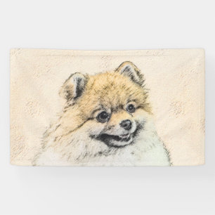 Pomeranian (Oranje) Schilderij - Originele Honden Spandoek