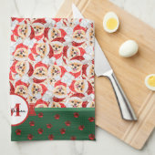 Pomeranian Patroon Monogram Kerst Hond Theedoek (Quarter Fold)