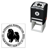 Pomeranian Pom Dog Standing Silh Naam RET Adres Zelfinktende Stempel (In situ)