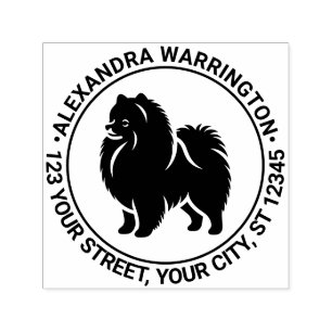Pomeranian Pom Hond Staand Silh Naam Ter Adres Zelfinktende Stempel