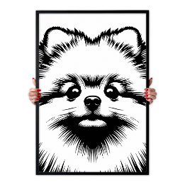 Pomeranian Pop Art Wit & Zwart Chic Esthetiek Poster