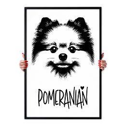 Pomeranian Pop Art Zwart & Wit Chic Esthetiek Poster