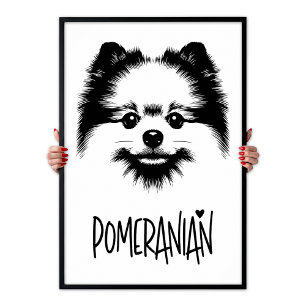 Pomeranian Pop Art Zwart & Wit Chic Esthetiek Poster