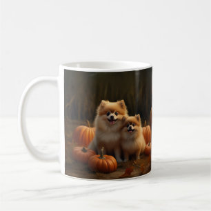 Pomeranian Puppy Herfstvreugde Pompoen Koffiemok
