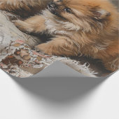 Pomeranian Puppy Trio Decoupage Cadeaupapier (Hoek)