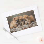 Pomeranian Puppy Trio  Rechthoekige Sticker (Envelop)