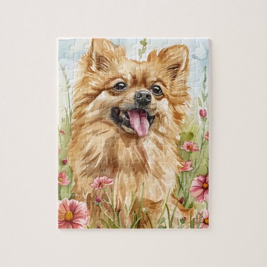 Pomeranian Puzzle – Watercolor Dog Fun Legpuzzel (Verticaal)