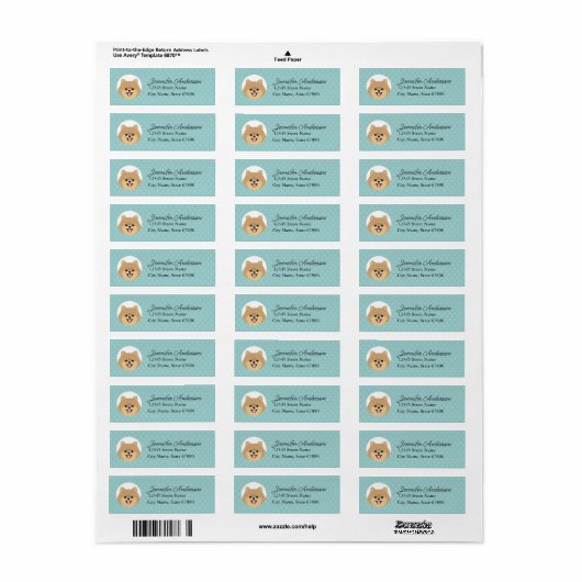 Pomeranian Return Address Labels (Full Sheet)