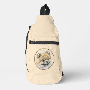 Pomeranian Schilderij Oranje Pom Originele Honden Sling Bag