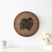 Pomeranian Silhouette Rustic Grote Klok (Huis)