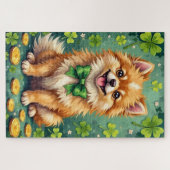 Pomeranian St Patrick’s Day Cute Lucky Dog Legpuzzel (Horizontaal)