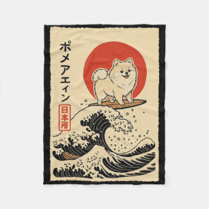 Pomeranian surft Japanse golf Fleece Deken