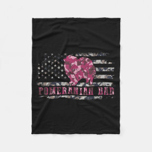 Pomeranian Vader Camo Amerikaanse Vlag Camouflage Fleece Deken