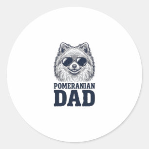 Pomeranian vader vintage gravure hond liefhebber d ronde sticker