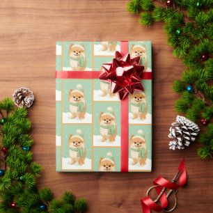 Pomeranian Winterpatroon Cadeaupapier