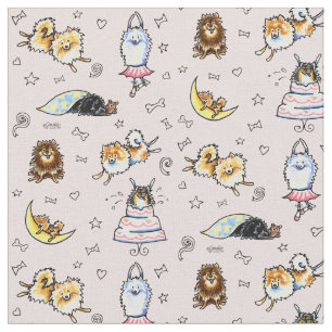 Pomeranians roze afspelen stof
