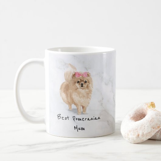 Poméranie Chien personnalisé Mug (Avec donut)