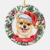 Poméranie Pup Custom Chien Père Noël Ornement de N (Dos)
