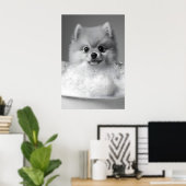 Poméranie sur une impression de bain moussant, Chi (Bureau à domicile)