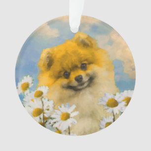Poméranien dans Daisies Peinture - Art Chien origi