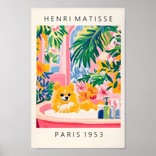 Poméranien Dans La Baignoire, Impression D'Art Chi (Devant)