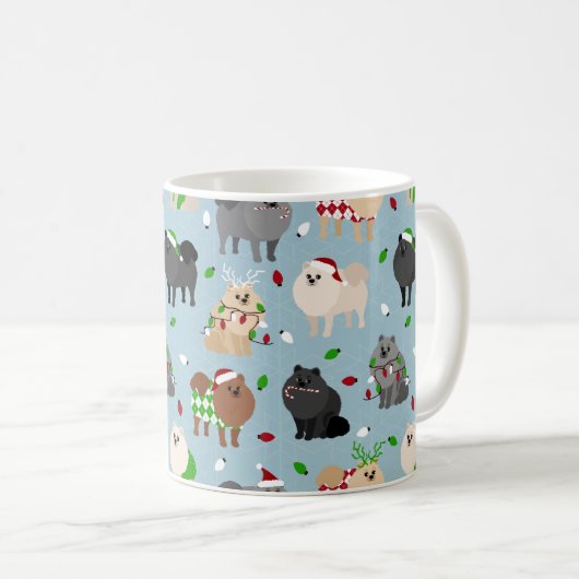 Poméraniens de Noël Café Mug (Devant droit)