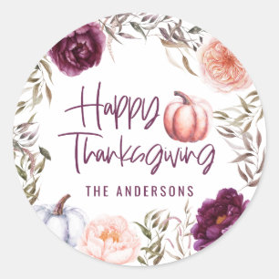 pomkin floral herfst Thanksgiving Ronde Sticker