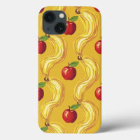 pomme avec motif jaune design iphone 13 coque