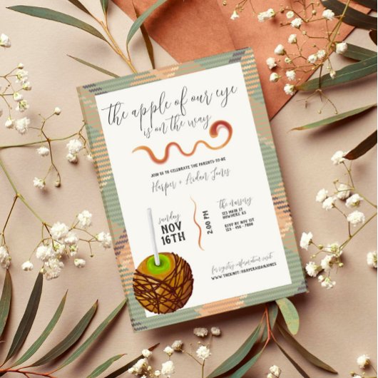 Pomme Caramel - Invitation Baby shower Vert
