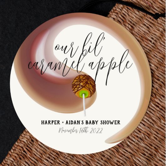 Pomme Caramel - Sticker Vert Baby shower Favoriser