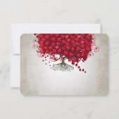 Pomme Coeur Rouge Feuille Mariage RSVP (Dos)