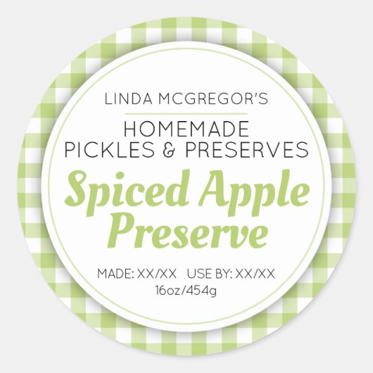 Pomme confit vert rond confiture étiquette aliment (Devant)
