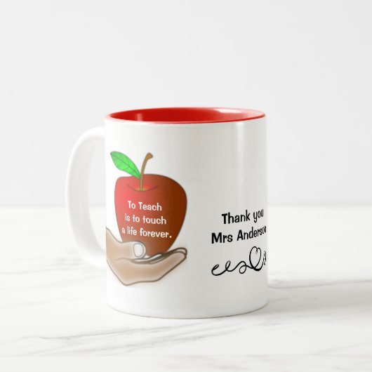 Pomme dans la main enseignant Appréciation Mug (Devant gauche)