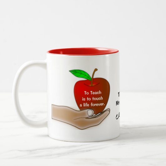 Pomme dans la main enseignant Appréciation Mug (Gauche)