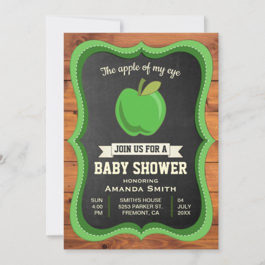 Pomme de mon oeil | Invitation de Baby shower rust (Devant)