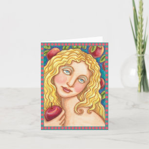 POMME ET EVE BIBLICAL FOLK ART CARTE DE REMARQUE V