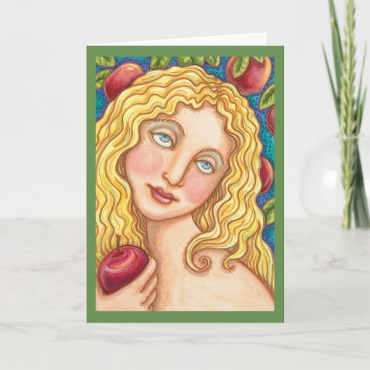 POMME ET EVE FOLK ART GREETING CARTE vide (Devant)