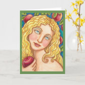 POMME ET EVE FOLK ART GREETING CARTE vide (Fleur jaune)