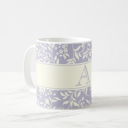 Pomme Florale et feuillage Monogramme de café Mug (Devant gauche)