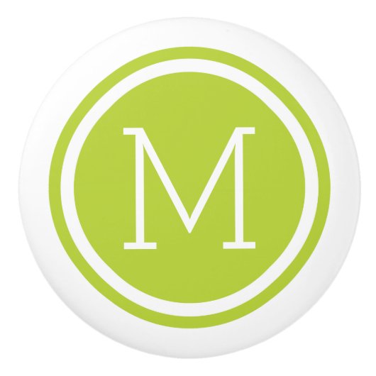 Pomme Monogramme vert bouton de tiroir personnalis (Devant)