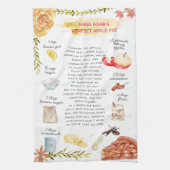 Pomme Pie Aquarelle Recette Heirloom Tea Serviette (Vertical)