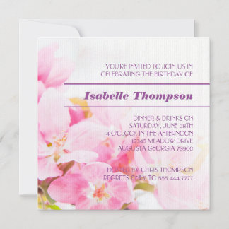Pomme rose Blossoms Anniversaire Fête Invitation