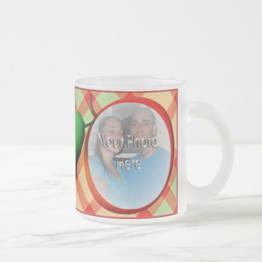Pomme Rouge Plaid Photo Mug personnalisable (Droit)