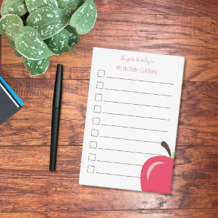 Pomme Rouge Post-It Notes pour enseignants Liste d