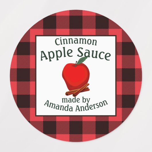 Pomme Sauce cannelle conserve Plaid C Étiquette al (Design 2)