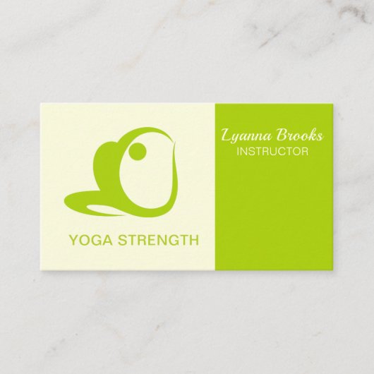 Pomme vert Beige Yoga Force Carte de visite (Devant)