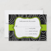 Pomme Vert et Noir Grain Mariage RSVP (Devant)