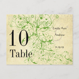 Pomme vert et oiseaux noirs Swirl Numéro de table