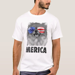 Pommeren 4e juli Merica Mannen Amerikaanse vlag po T-shirt