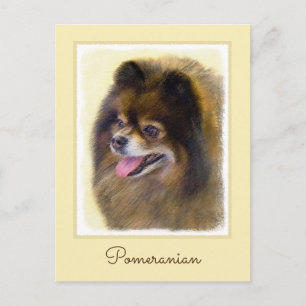 Pommeren Black en Tan Painting Original Dog Art Briefkaart